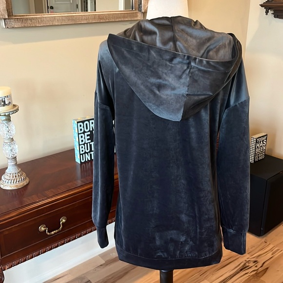 Oversized Velour Tunic Top Charcoal Gray Womens Small Hoodie Pullover - Picture 5 of 11
